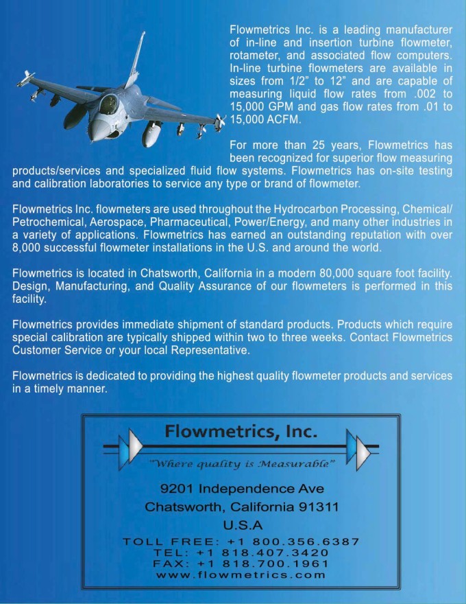 Aerospace Aviation Aircraft Flowmeter